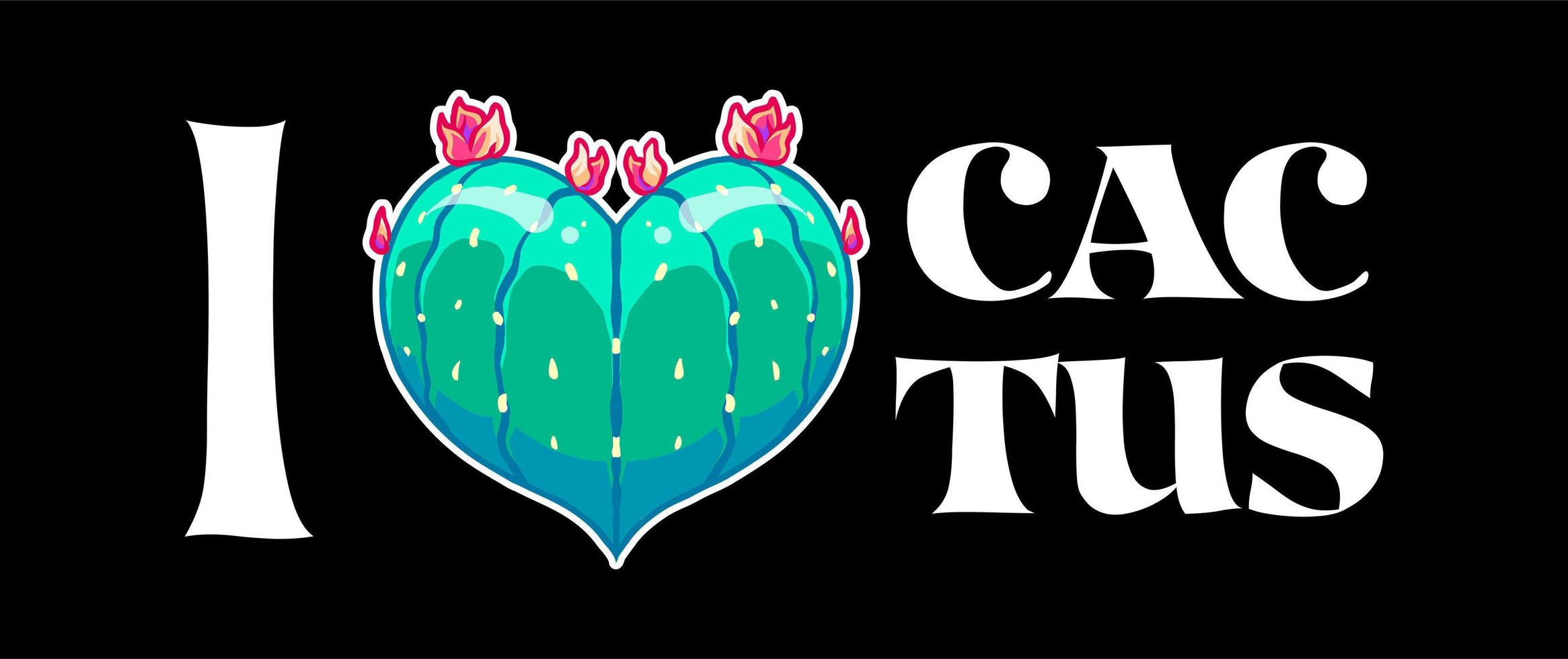 i love cactus illustration vector