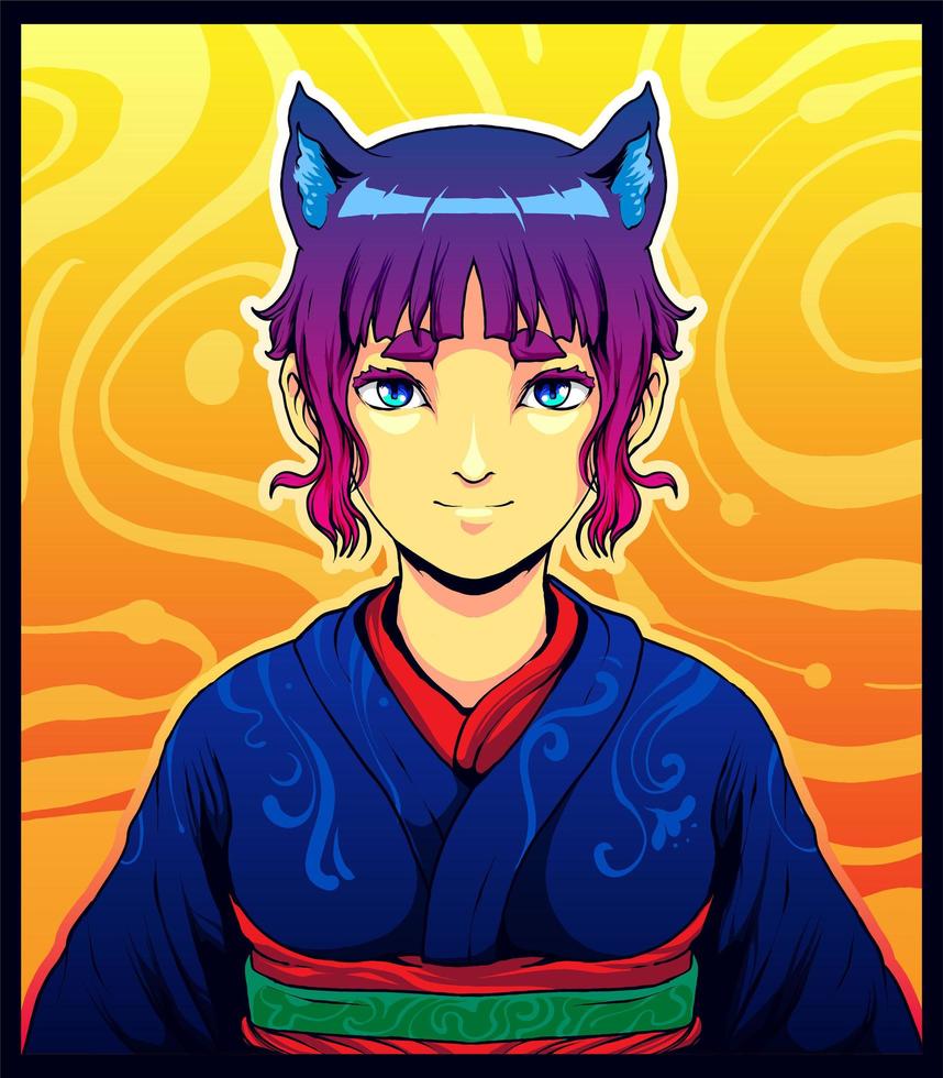girl demi human illustration vector