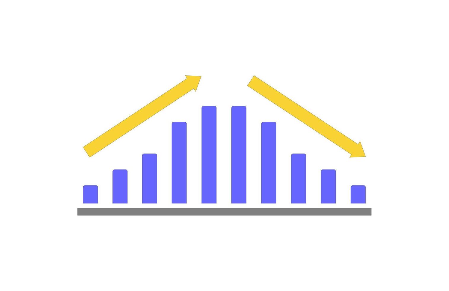 Vector graphics chart of up and down, bullish and bearish stock market investment