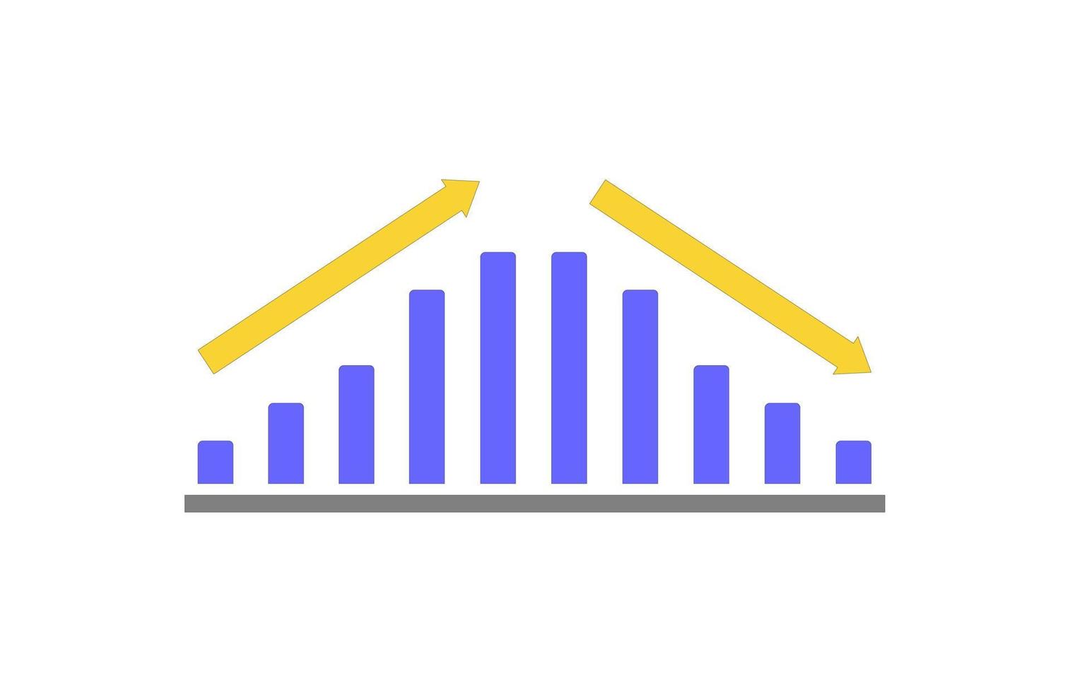 Vector graphics chart of up and down, bullish and bearish stock market investment