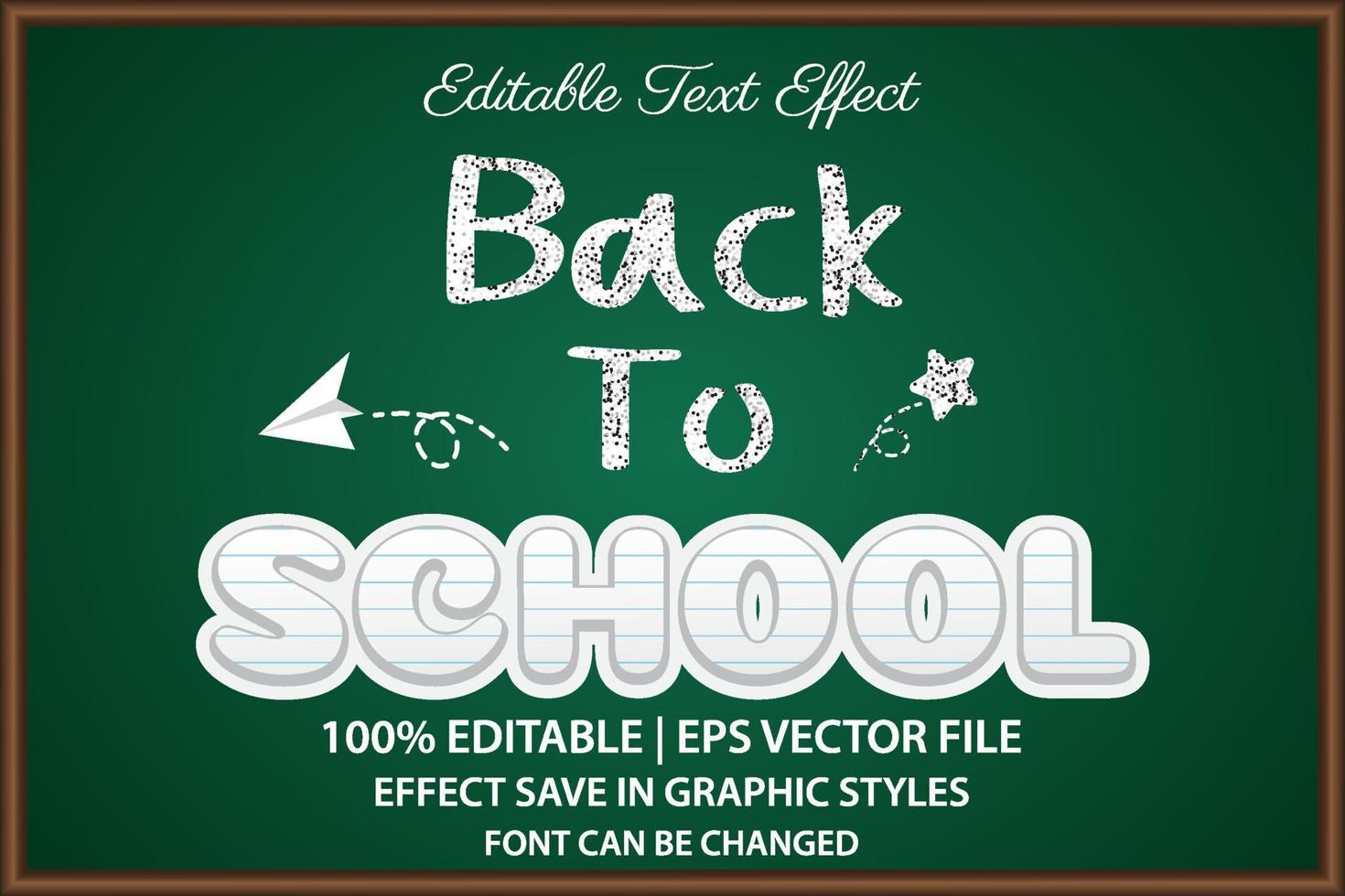 regreso a la escuela efecto de texto editable 3d vector