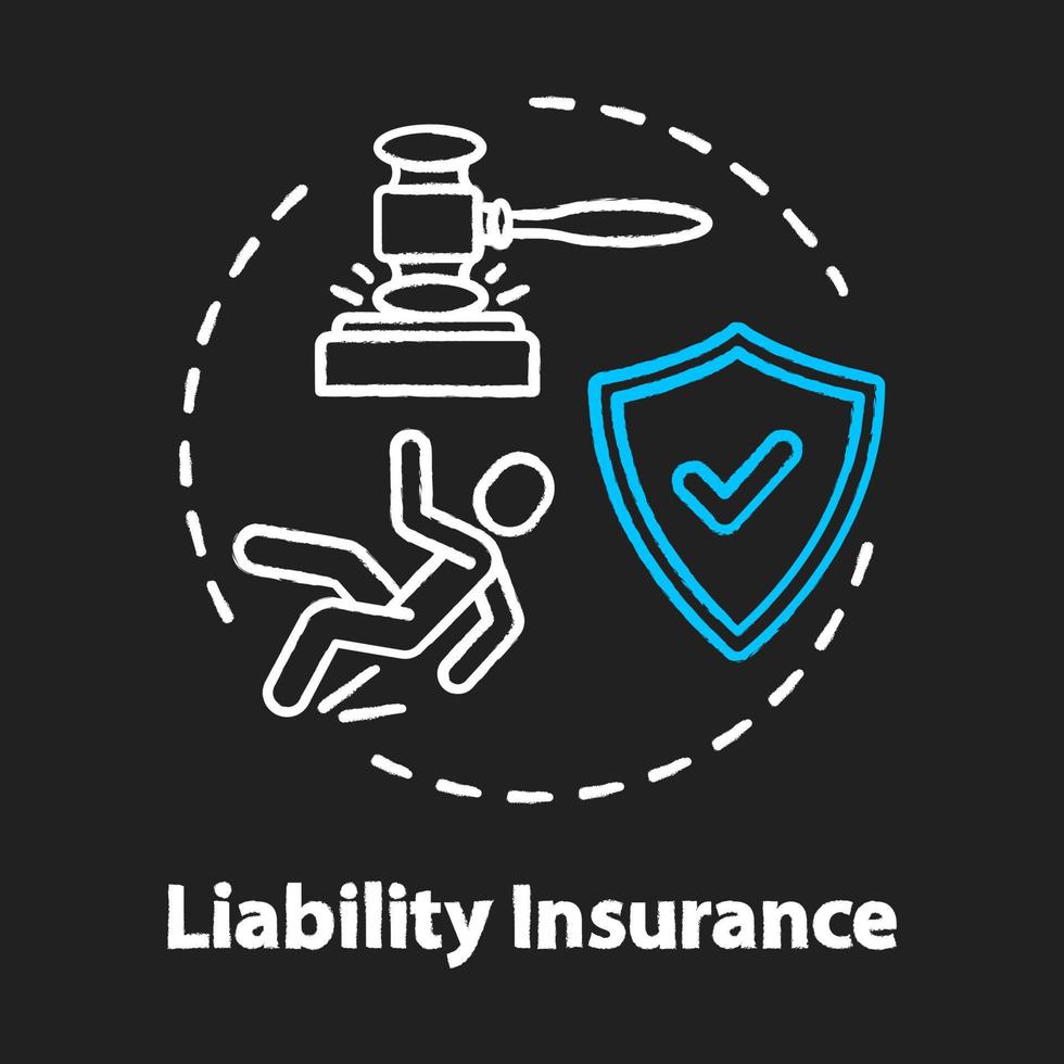 Liability insurance chalk RGB color concept icon. Legal claim. Lawsuit for incident. Insured and guarded life. Accident idea. Vector isolated chalkboard illustration on black background