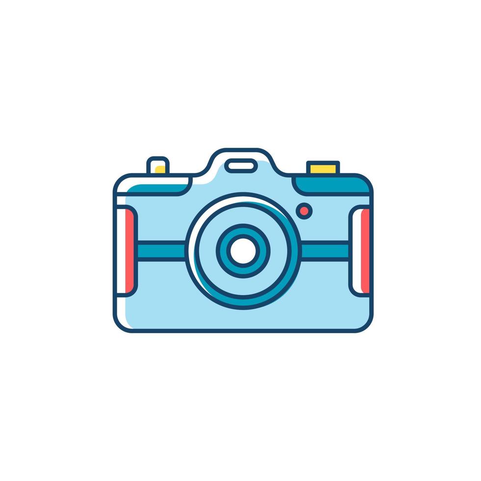 Digital still camera RGB color icon. Photography tool. Portable recording gadget. Photoshoot. Technology. Handheld electronic mobile device. Isolated vector illustration