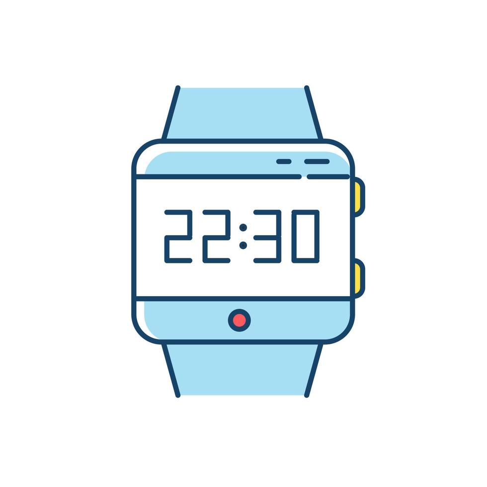 icono de color rgb de reloj inteligente de muñeca. reloj inteligente con pantalla táctil. reloj de pulsera. reloj digital. gadget de computación portátil. rastreador de fitness. dispositivo móvil. tecnología. ilustración vectorial aislada vector