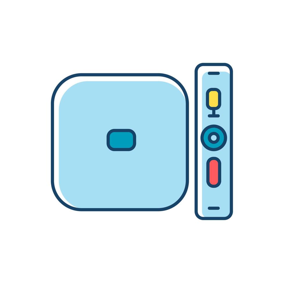 Digital media player RGB color icon. TV, stereo, home theater system. Entertainment product. Video game console. Gadget for playing videos. Electronic device. Technology. Isolated vector illustration