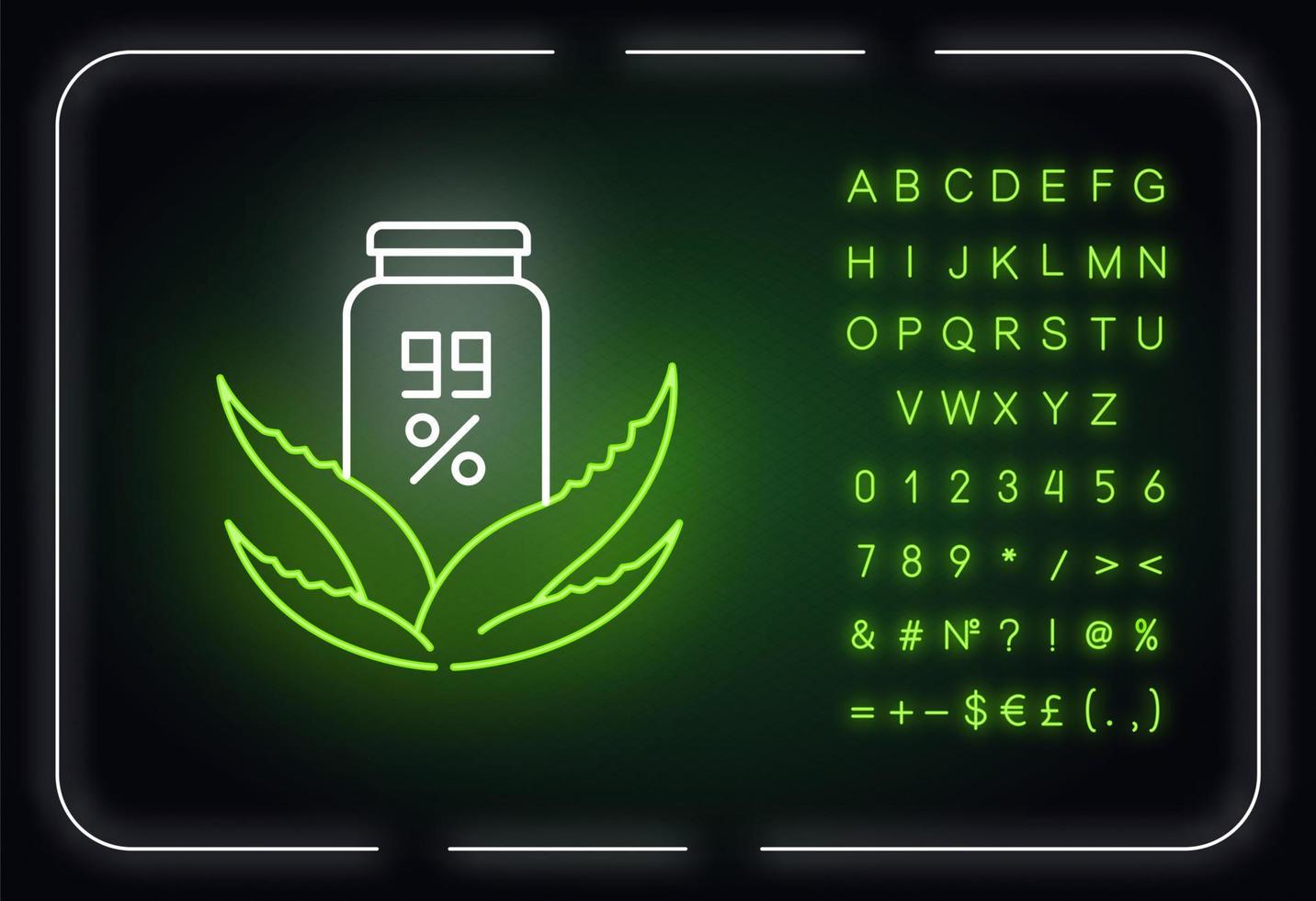Pure organic wax neon light icon. Skincare with medicinal herbs. Salve, ointment. Outer glowing effect. Sign with alphabet, numbers and symbols. Vector isolated RGB color illustration
