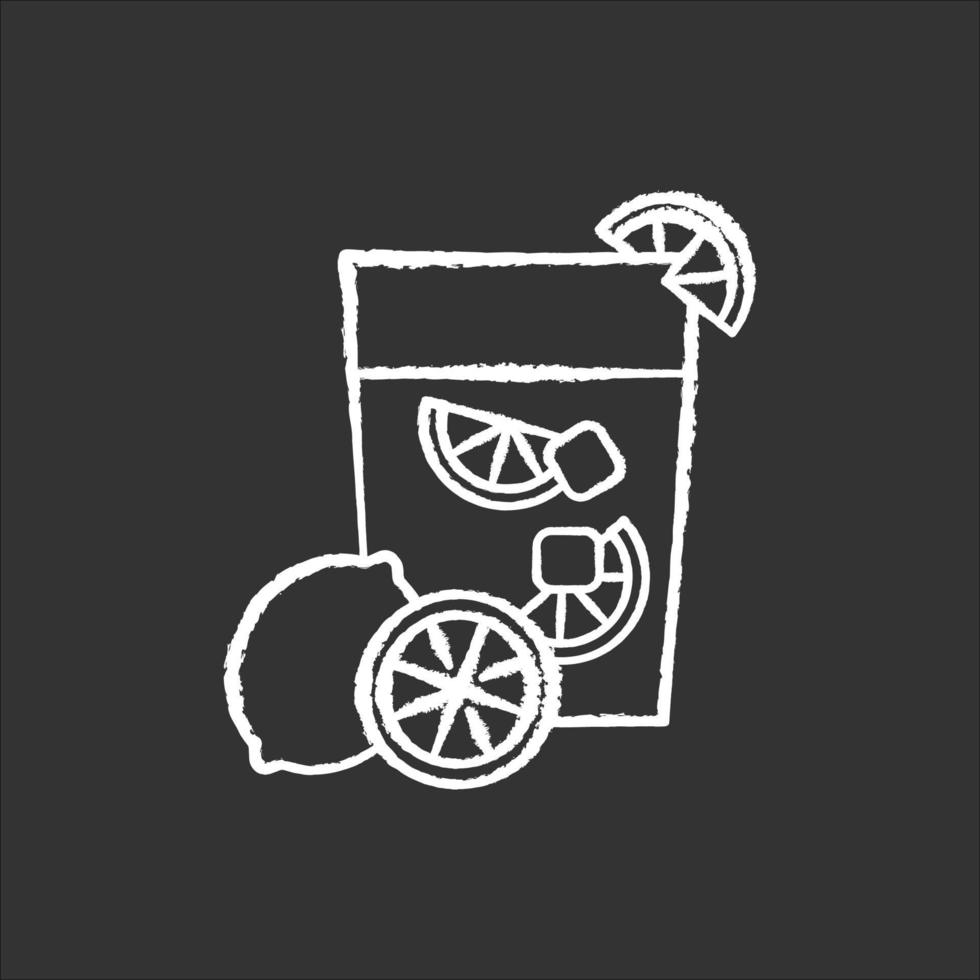 Caipirinha chalk white icon on black background. Brazilian cocktail. Alcoholic beverage and sugar. Traditional drink. All-day cocktail. National potation. Isolated vector chalkboard illustration