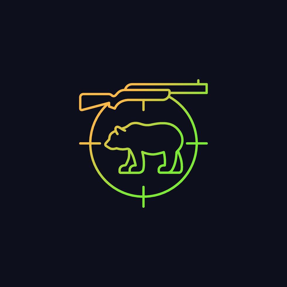 Big game hunting gradient vector icon for dark theme. Hunt large animals. African species hunting. Safari. Thin line color symbol. Modern style pictogram. Vector isolated outline drawing