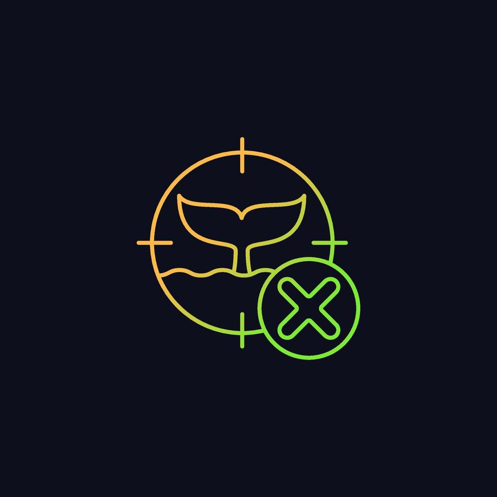 Illegal whaling gradient vector icon for dark theme. Commercial whale hunting. Unlawful fishery. Illegal trade. Thin line color symbol. Modern style pictogram. Vector isolated outline drawing