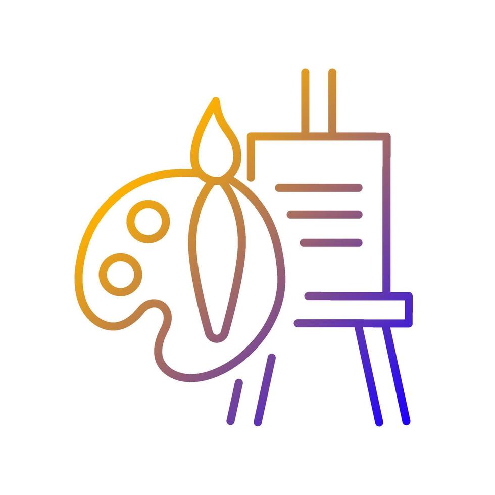Painting talent gradient linear vector icon. Ability to draw beautiful pictures. Tools for artist. Paintbrush, canvas. Thin line color symbol. Modern style pictogram. Vector isolated outline drawing