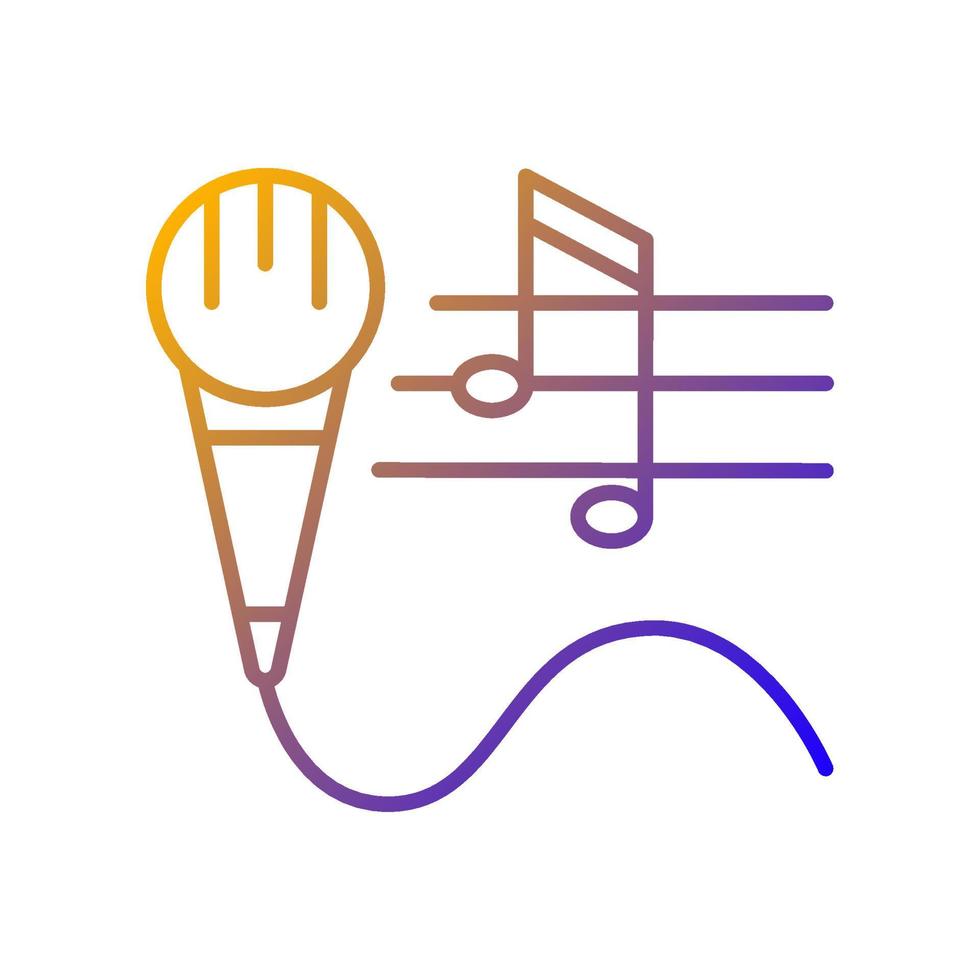 Talent for singing gradient linear vector icon. Vocal lessons and training. Performing song and music. Talented singer. Thin line color symbol. Modern style pictogram. Vector isolated outline drawing