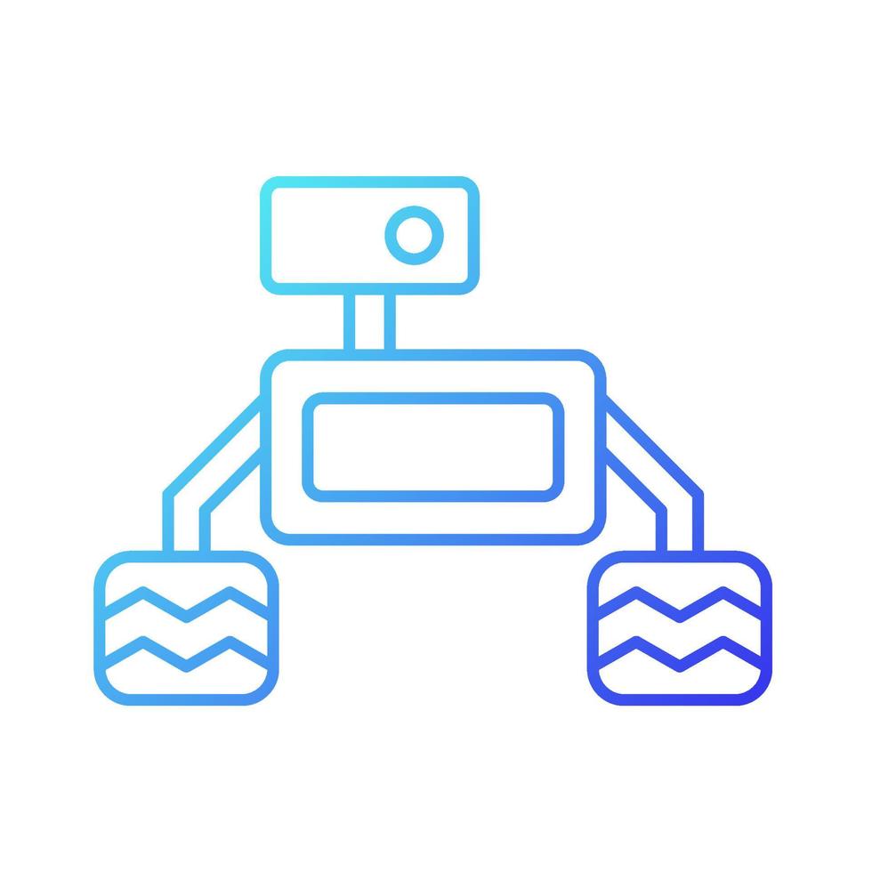 Space exploration robot gradient linear vector icon. Collect sample for examination. Robotic vehicle. Autonomous robot. Thin line color symbol. Modern style pictogram. Vector isolated outline drawing