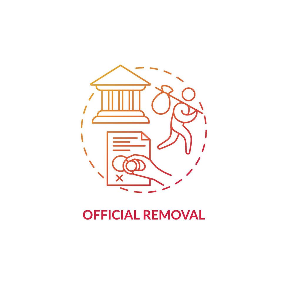 Official removal red concept icon. Visa denied. Refusal for border entry. Immigrant leaves country. Deportation abstract idea thin line illustration. Vector isolated outline color drawing