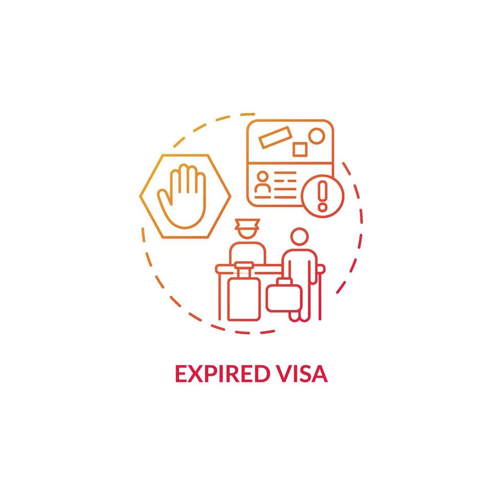 Expired visa gradient red concept icon. Denied entry to abroad country. Documentation for migrants. Deportation abstract idea thin line illustration. Vector isolated outline color drawing