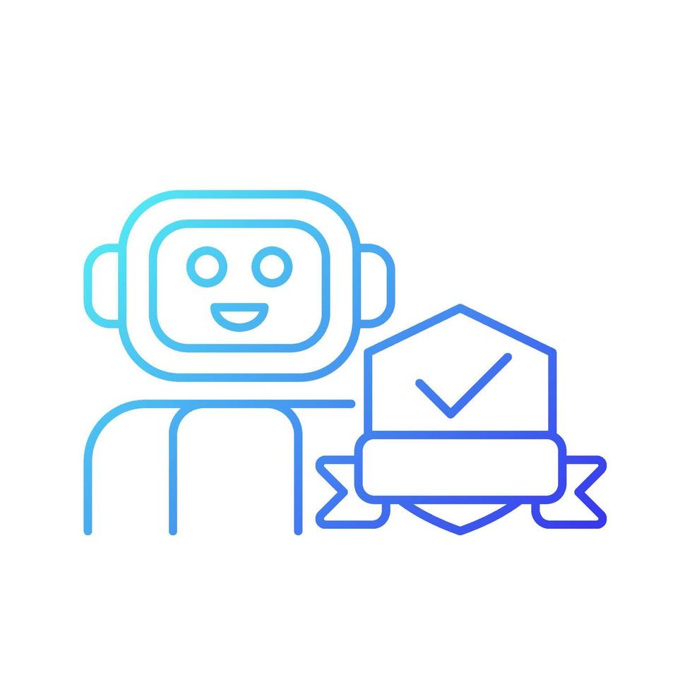 Security robot gradient linear vector icon. Detecting potential intruder. Automated machine for street patrolling. Thin line color symbol. Modern style pictogram. Vector isolated outline drawing