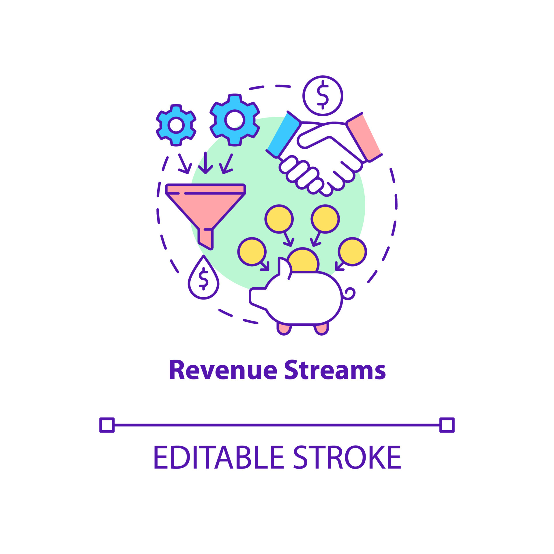 Revenue streams concept icon. Resources of reccuring Earning