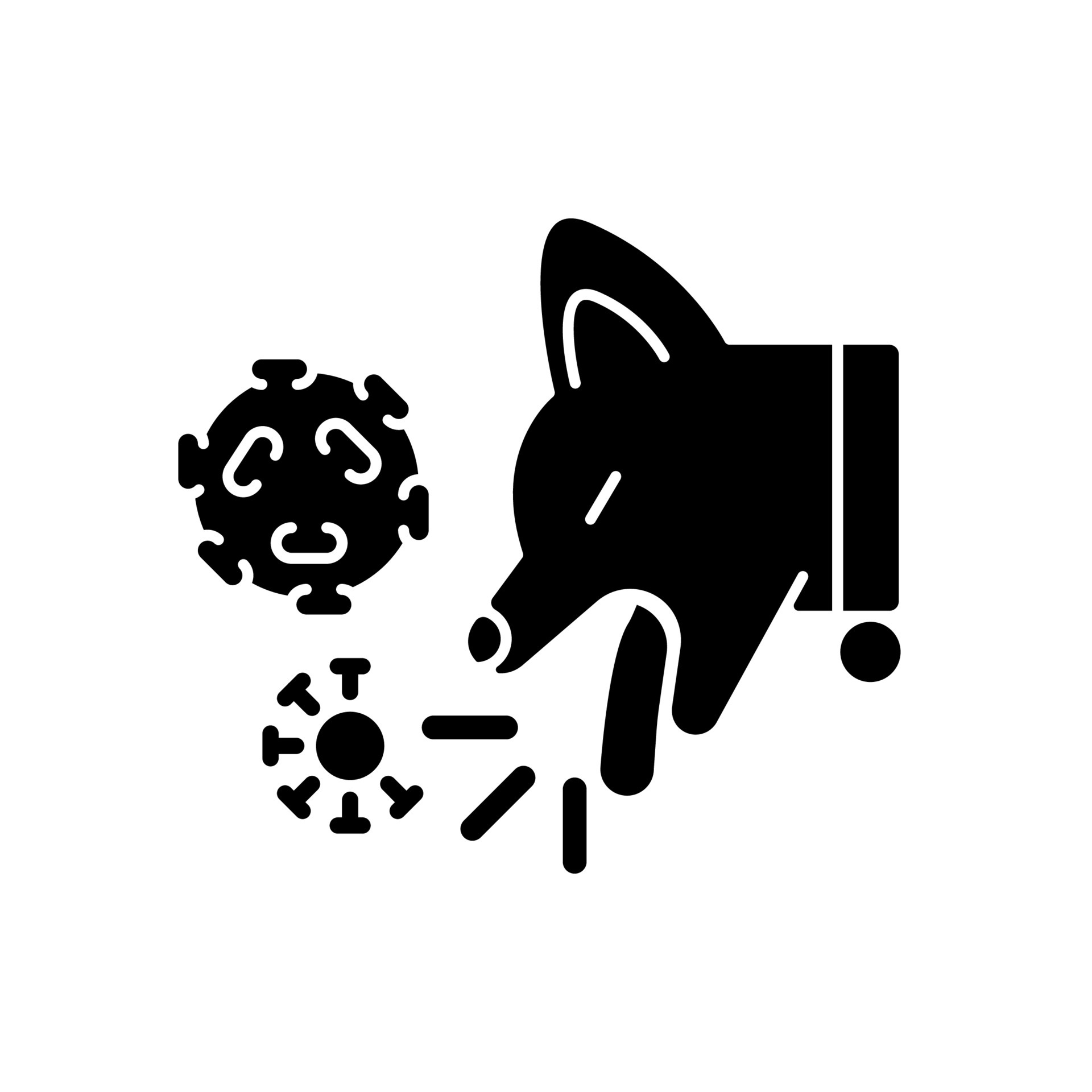 Kennel cough black glyph icon. Dogs infectious bronchitis. Pet respiratory system affecting