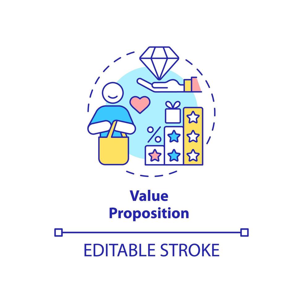 Value proposition concept icon. Product quality promised by company to customer. Business model abstract idea thin line illustration. Vector isolated outline color drawing. Editable stroke