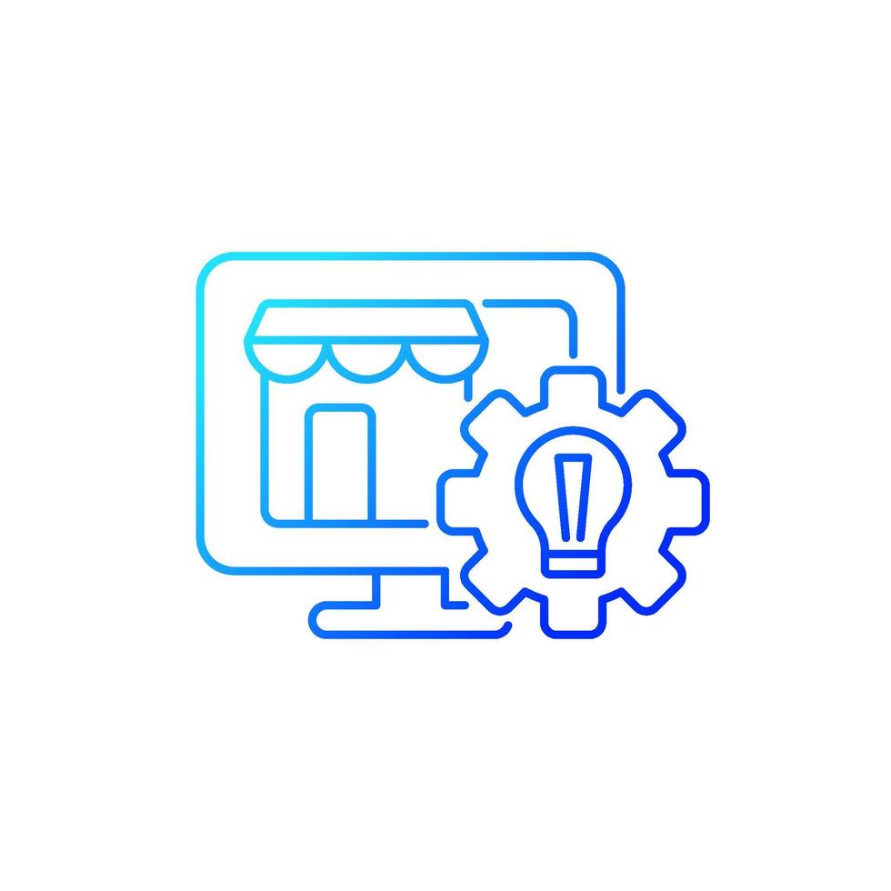 Website creation gradient linear vector icon. Small business development. Online marketplace. Promotional plan. Thin line color symbol. Modern style pictogram. Vector isolated outline drawing