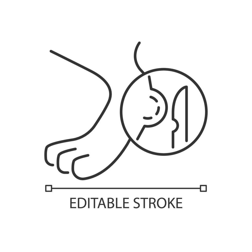 Lipoma linear icon. Fat composed benign tumors. Pet disease. Fatty lump. Skin affecting illness. Thin line customizable illustration. Contour symbol. Vector isolated outline drawing. Editable stroke