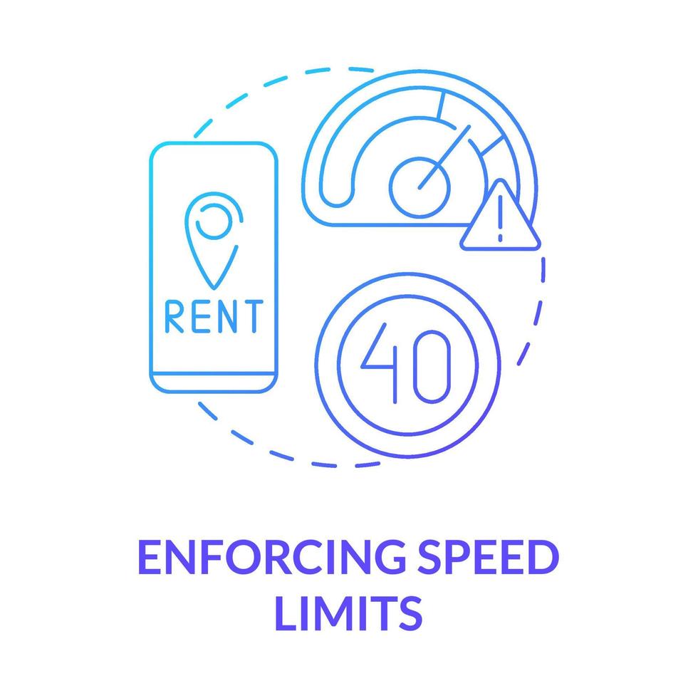 Enforcing speed limits blue gradient concept icon. Scooter sharing regulation abstract idea thin line illustration. Driving on public road. Speed limiter. Vector isolated outline color drawing