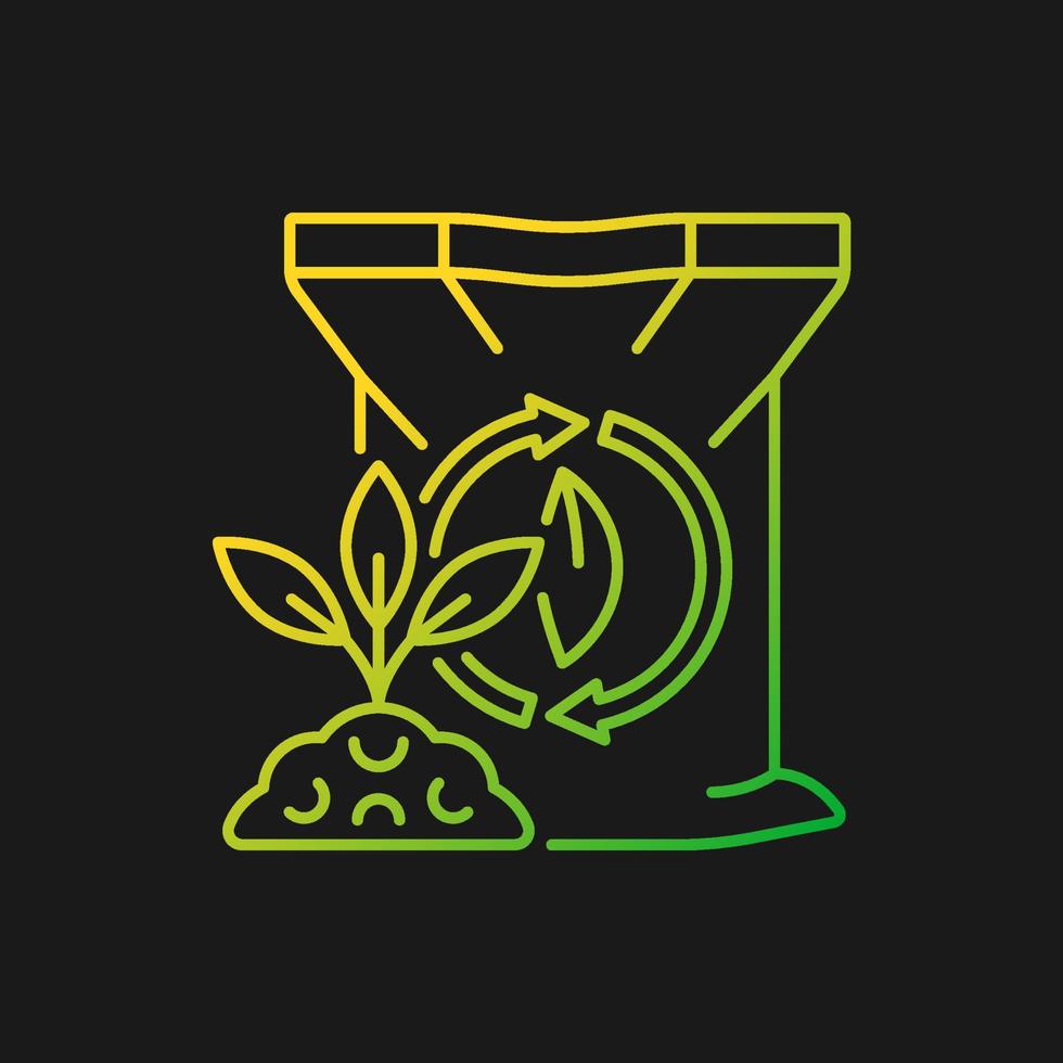 Compost gradient vector icon for dark theme. Mixtured fertilizer. Recycled waste, scraps. Organic supplement for plants. Thin line color symbol. Modern style pictogram. Vector isolated outline drawing