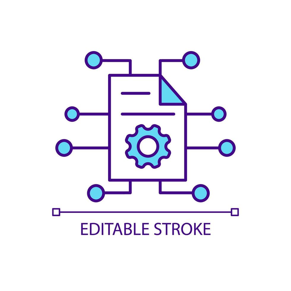 Access to digital document configuration RGB color icon. Protecting personal data online. Cyber safety technology. Isolated vector illustration. Simple filled line drawing. Editable stroke