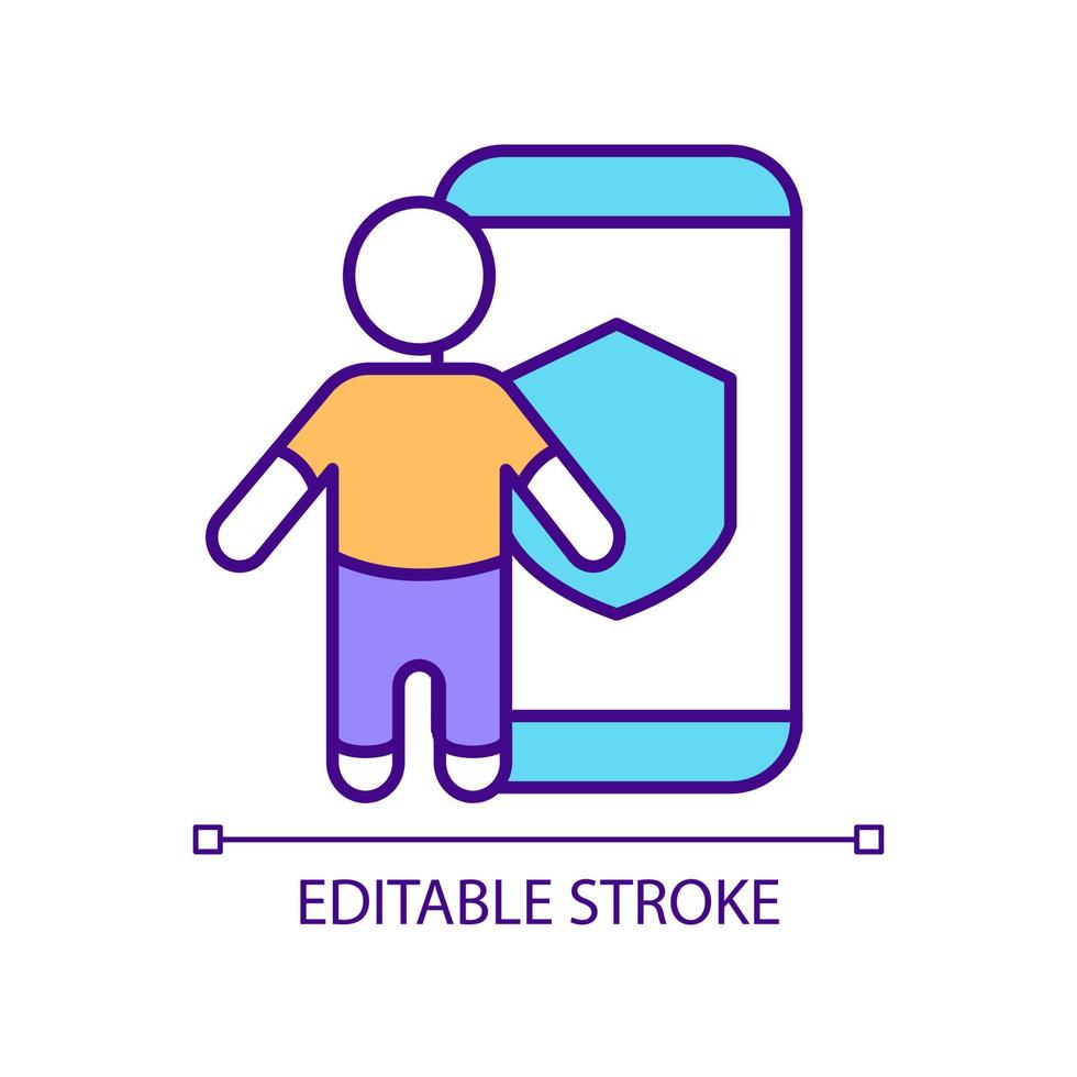 Protecting children in internet RGB color icon. Online searching restriction. Parents control online service. Isolated vector illustration. Simple filled line drawing. Editable stroke