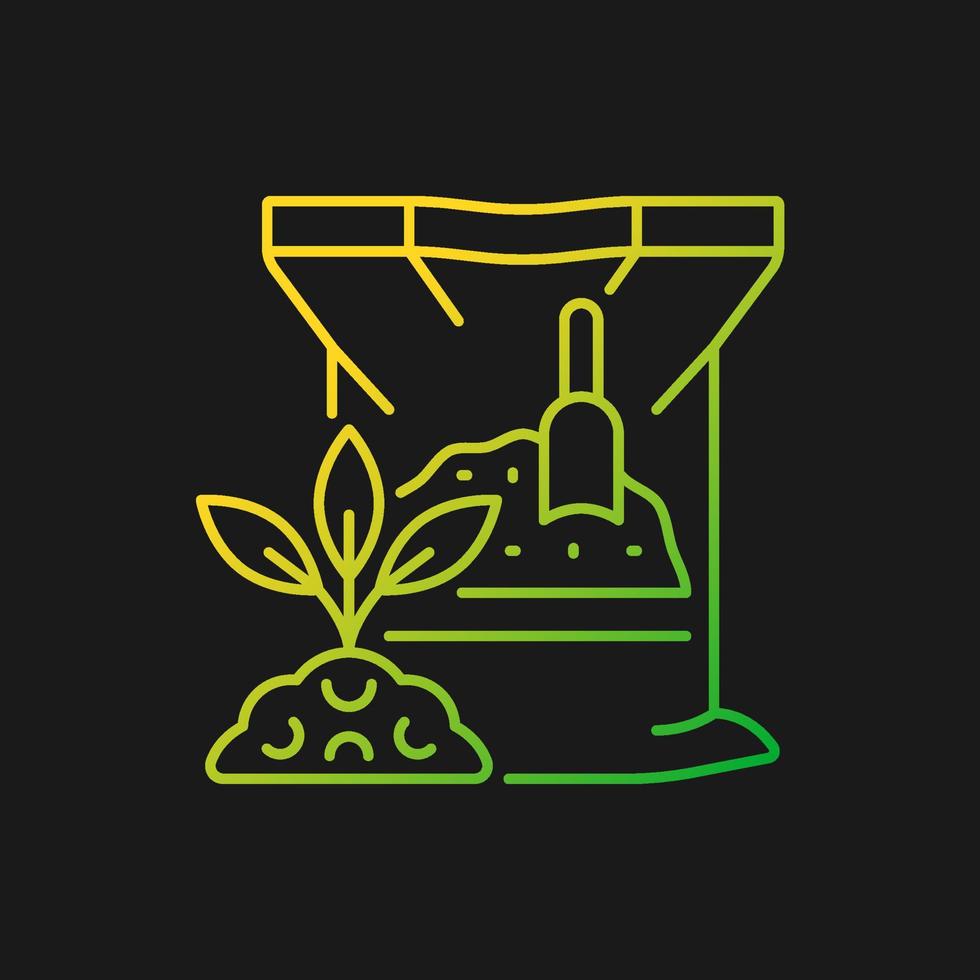 Dry fertilizer gradient vector icon for dark theme. Mixture of supplements for plants. Chemical and organic nutrients. Thin line color symbol. Modern style pictogram. Vector isolated outline drawing