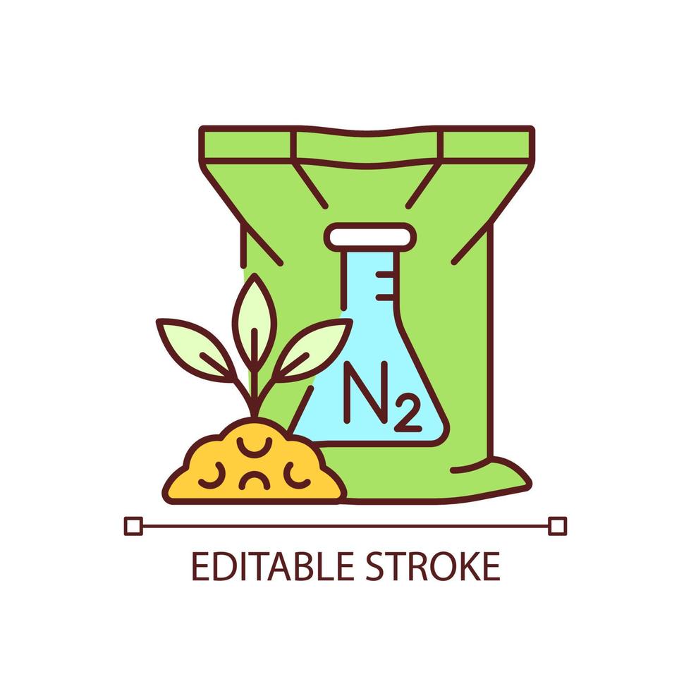 Nitrogen fertilizer RGB color icon. Plants and crop nourishing. Growth and fertility increasing. Chemical supplement. Isolated vector illustration. Simple filled line drawing. Editable stroke