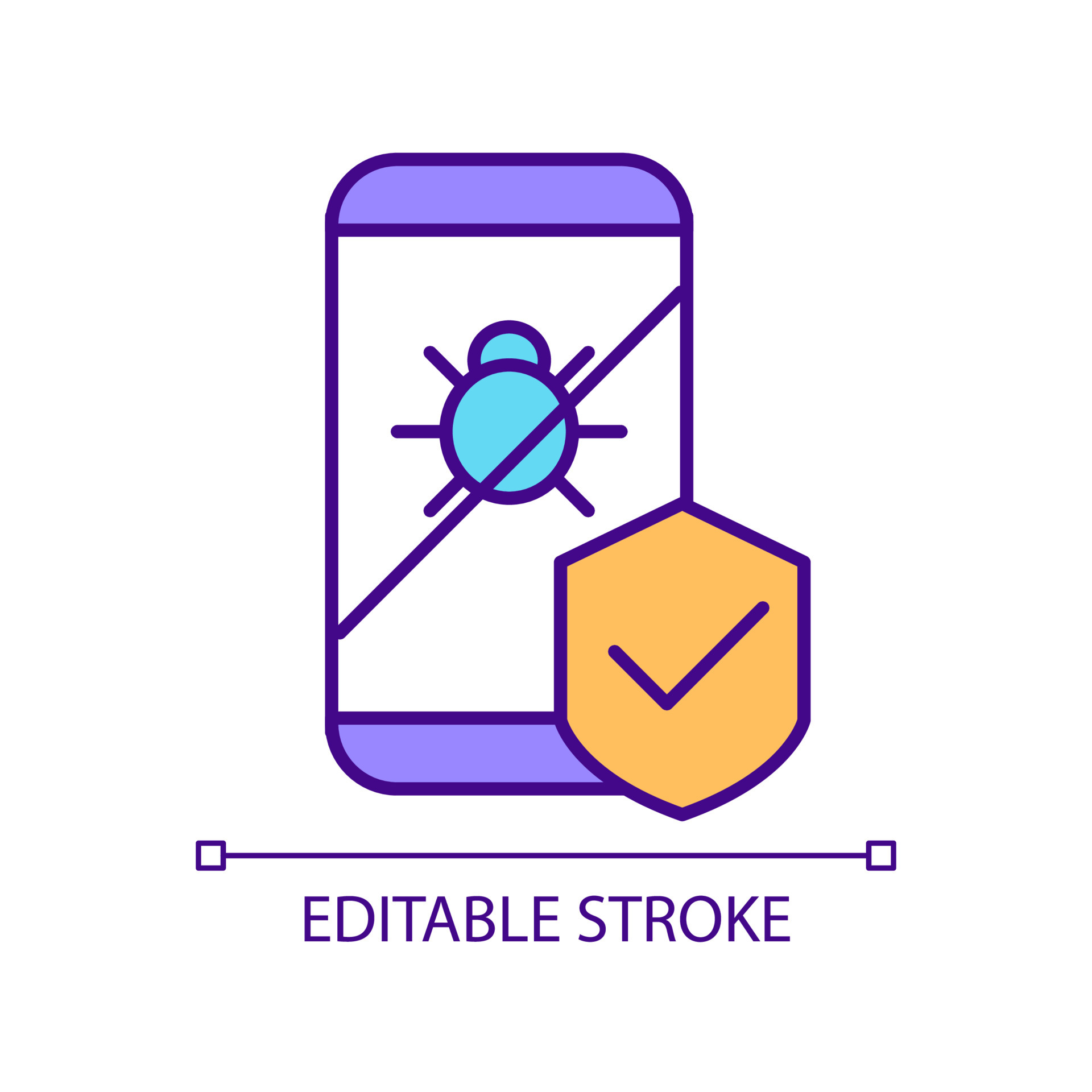 Anti malware for mobile phone installing RGB color icon