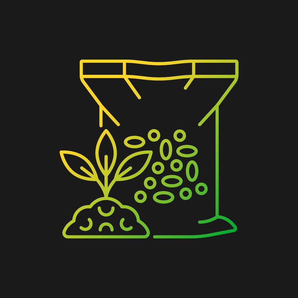 Granular fertilizer gradient vector icon for dark theme. Plants growth increasing. Grass and crops nourishment. Thin line color symbol. Modern style pictogram. Vector isolated outline drawing