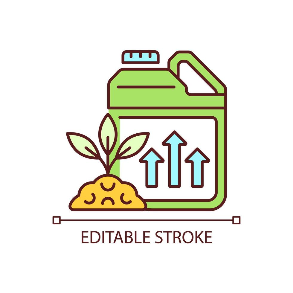 Growth enhancer RGB color icon. Plant and crops growing accelerator. Soil supplement and amendment. Nourishing additive. Isolated vector illustration. Simple filled line drawing. Editable stroke