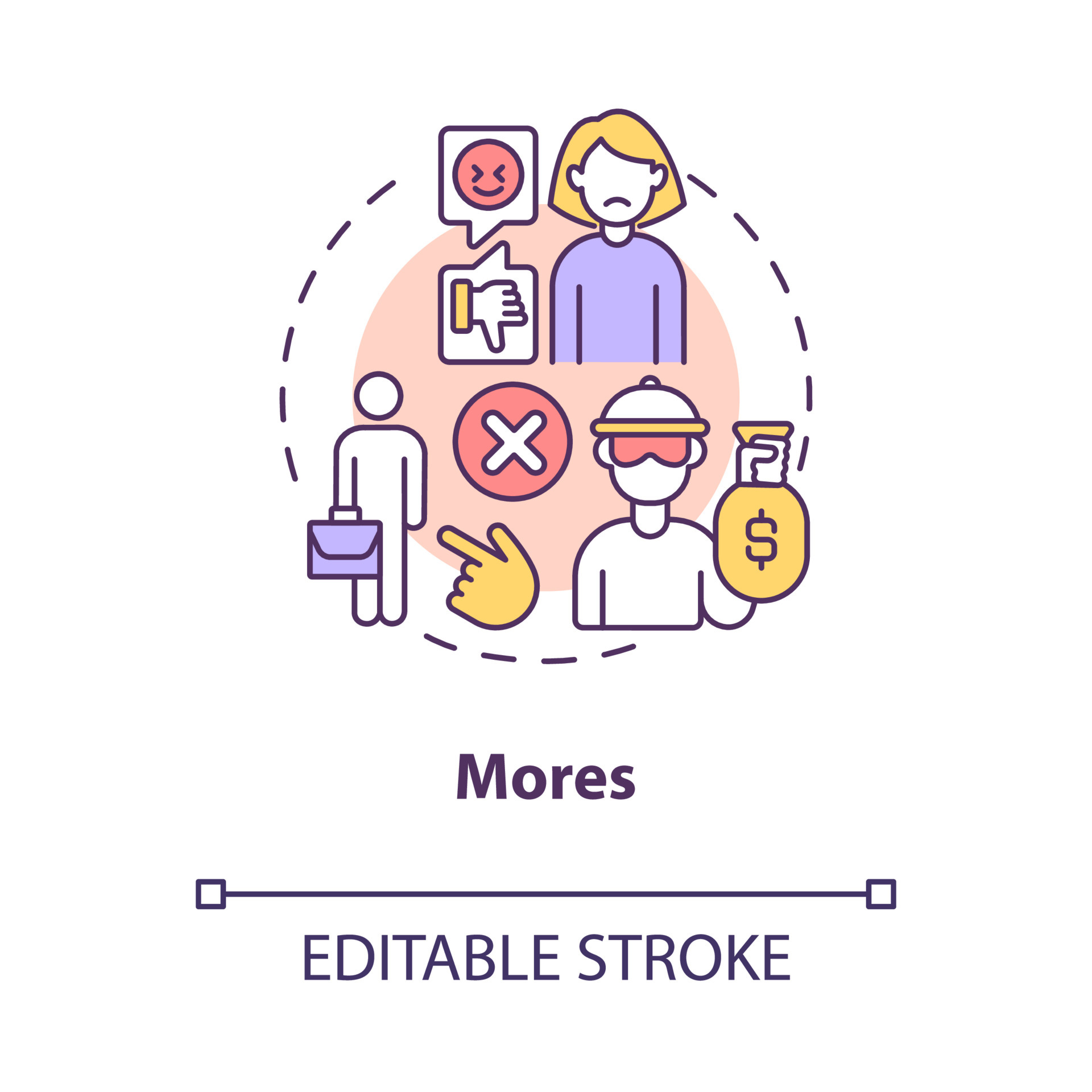 Mores concept icon. Moral norms in society. Participation with culture