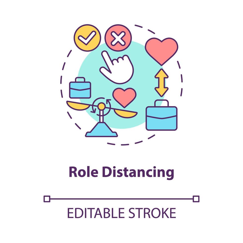 Role distancing concept icon. Practice another social role. Find new position in community abstract idea thin line illustration. Vector isolated outline color drawing. Editable stroke