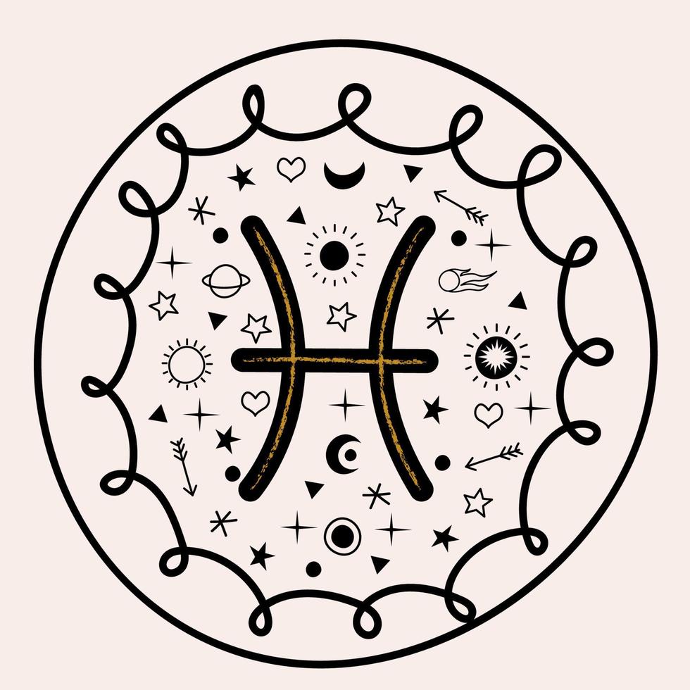 Sign of the Zodiac Pisces. Vector illustration.