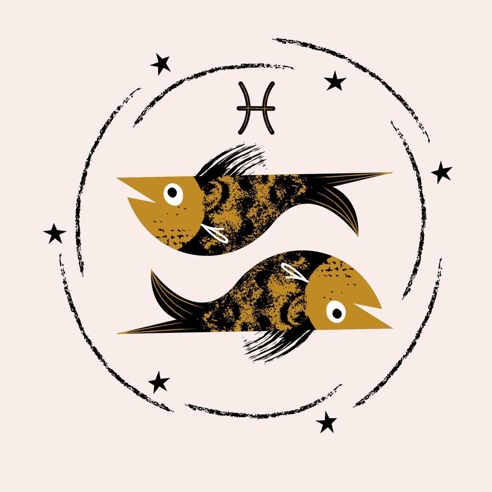 Sign of the Zodiac Pisces. Vector illustration.
