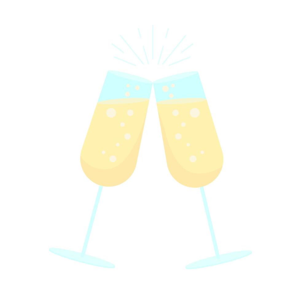 Sparkling wine toast semi flat color vector object