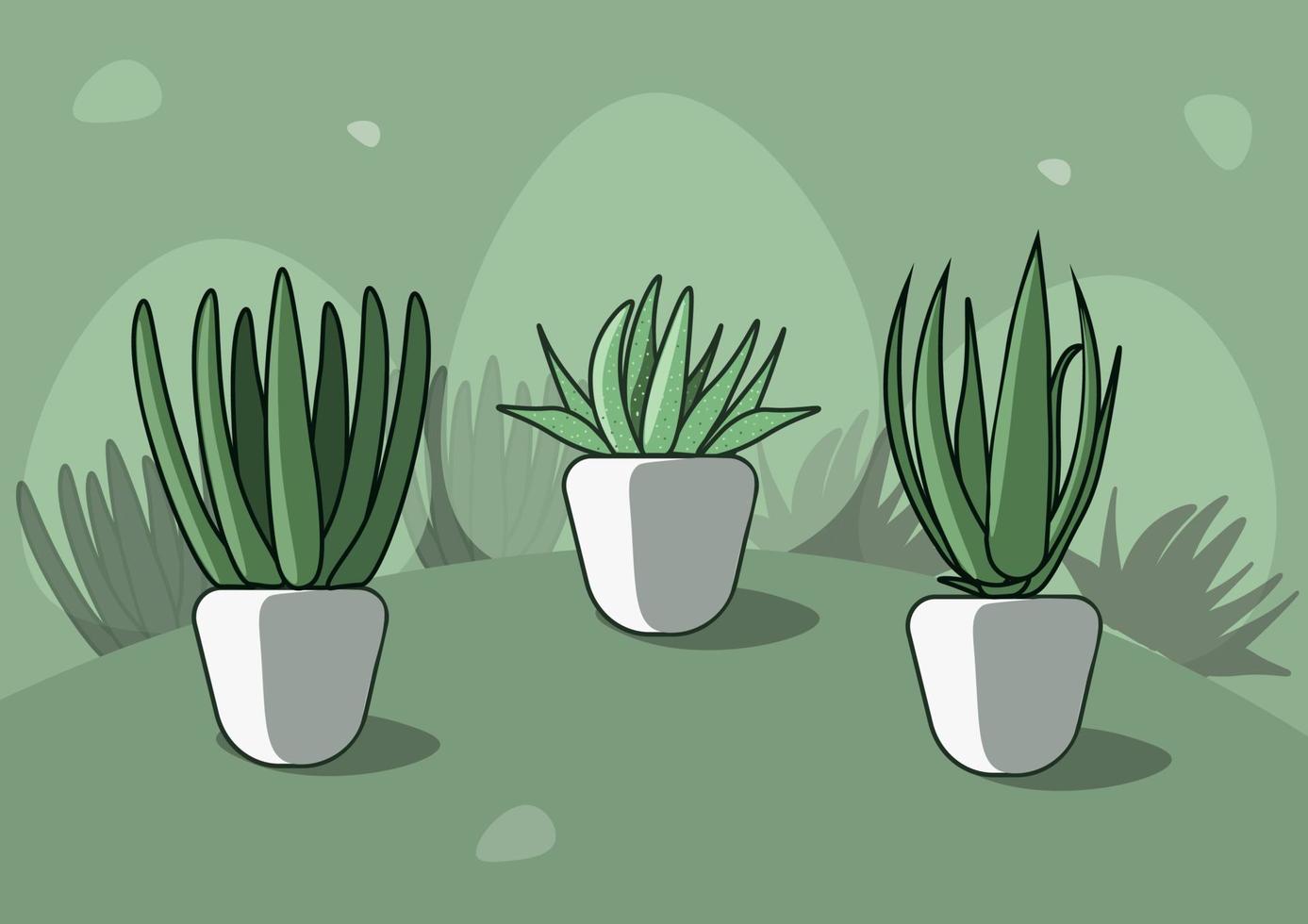 planta de aloe vera en dibujos animados de ilustración de olla vector