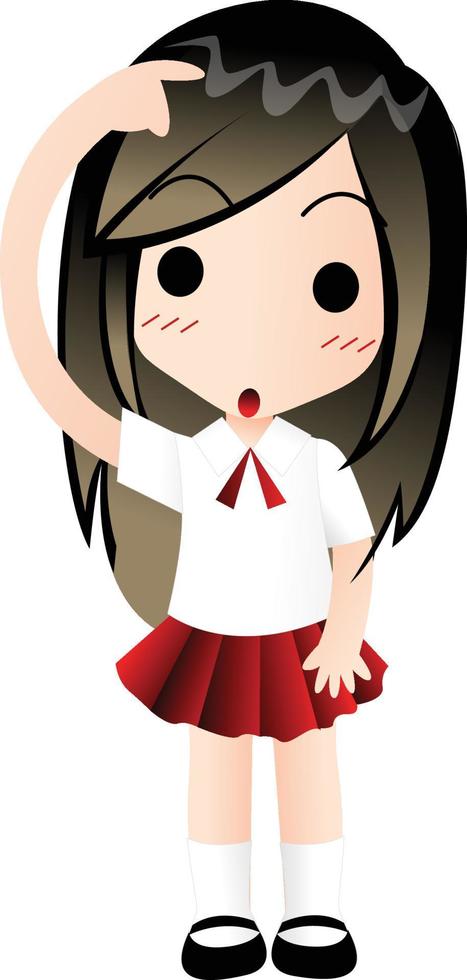 girl puzzled  cartoon vector clipart cute kawaii