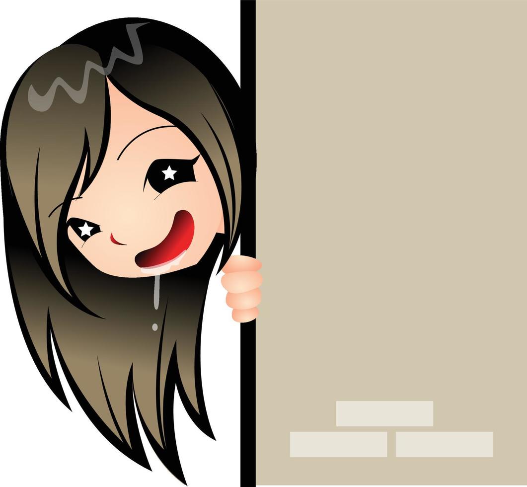 girl peeking vector cartoon clipart kawaii