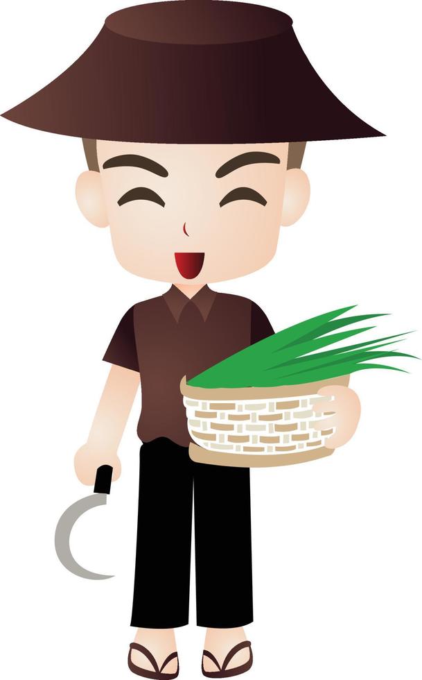 farmer vector cartoon clipart  kawaii