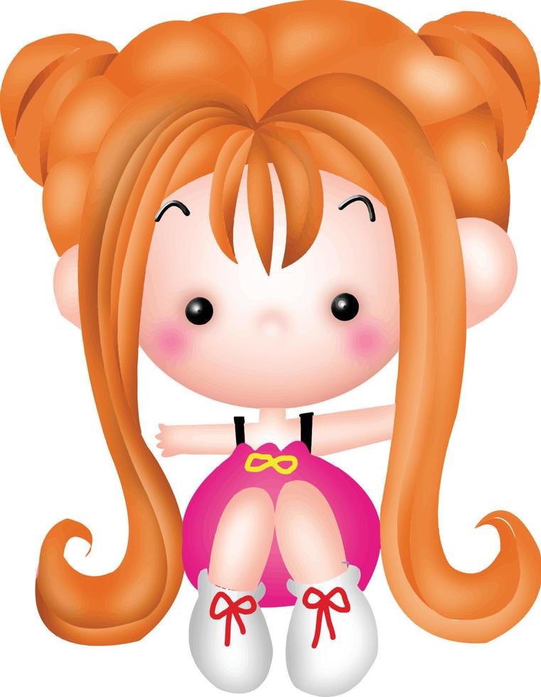 niña dibujos animados vector clipart lindo kawaii