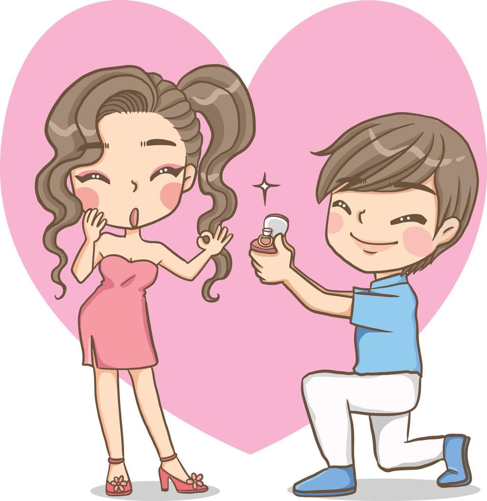 propose engagement love happiness vector cartoon clipart