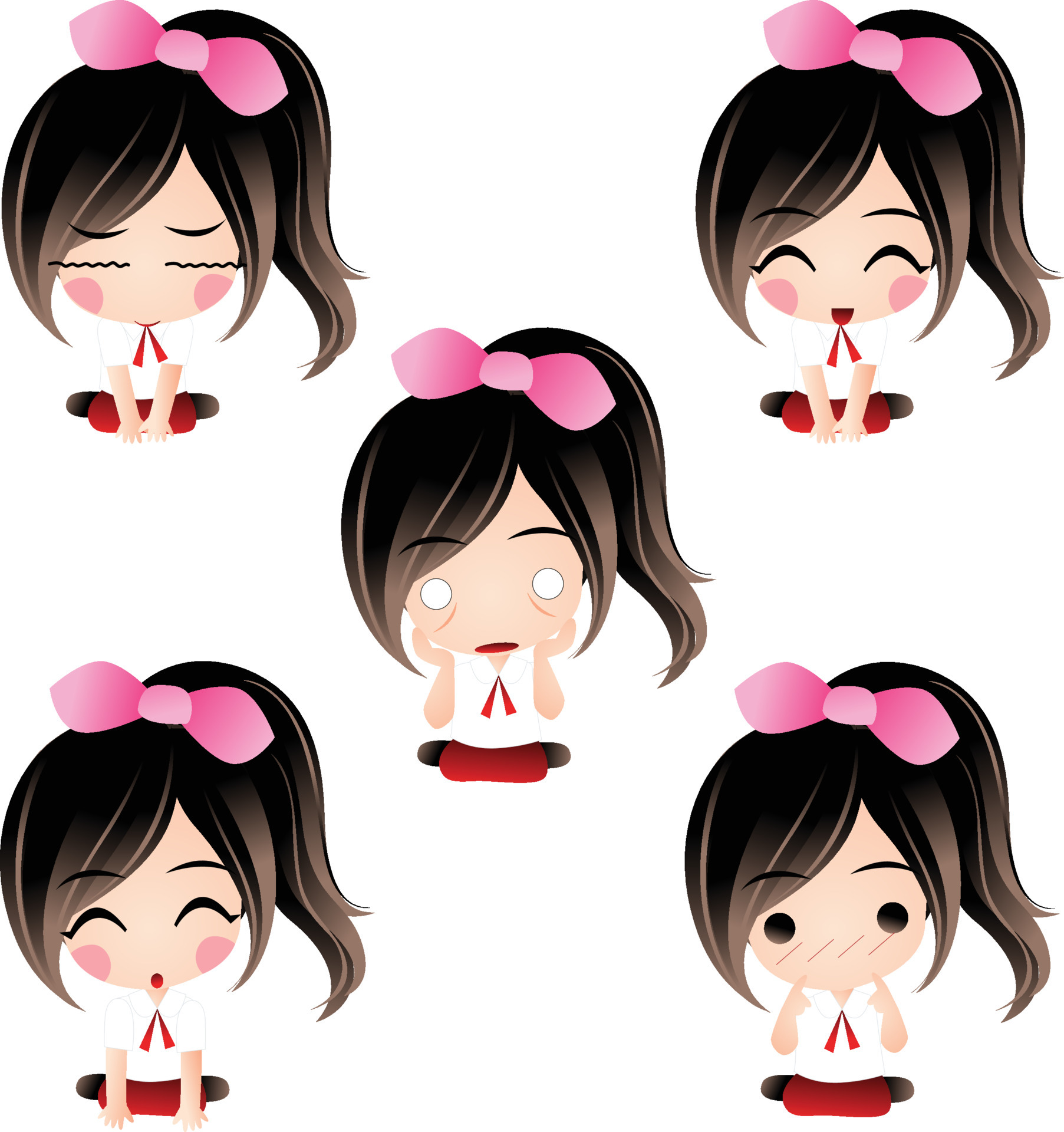 Kawaii emotions face set. Vector illustration. 23913407 Vector Art at  Vecteezy