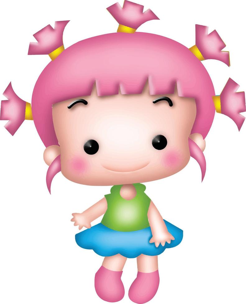 niña dibujos animados vector clipart lindo kawaii