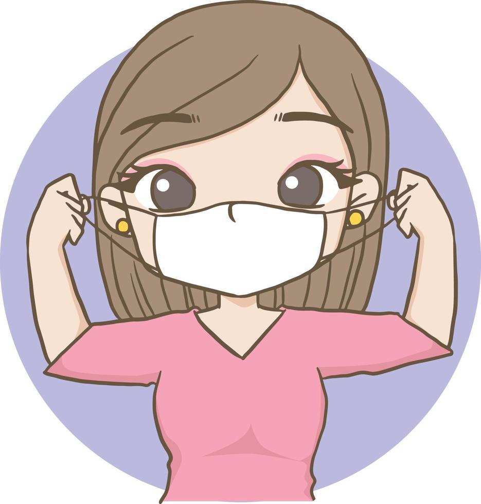 woman wearing a mask vector cartoon