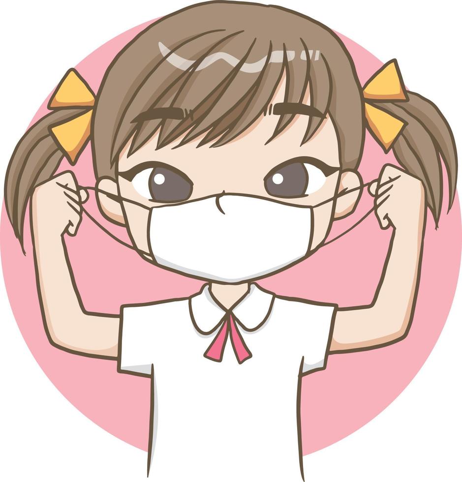 girl wearing a mask vector cartoon clipart