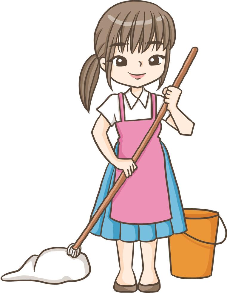 maid cleaner vector cartoon