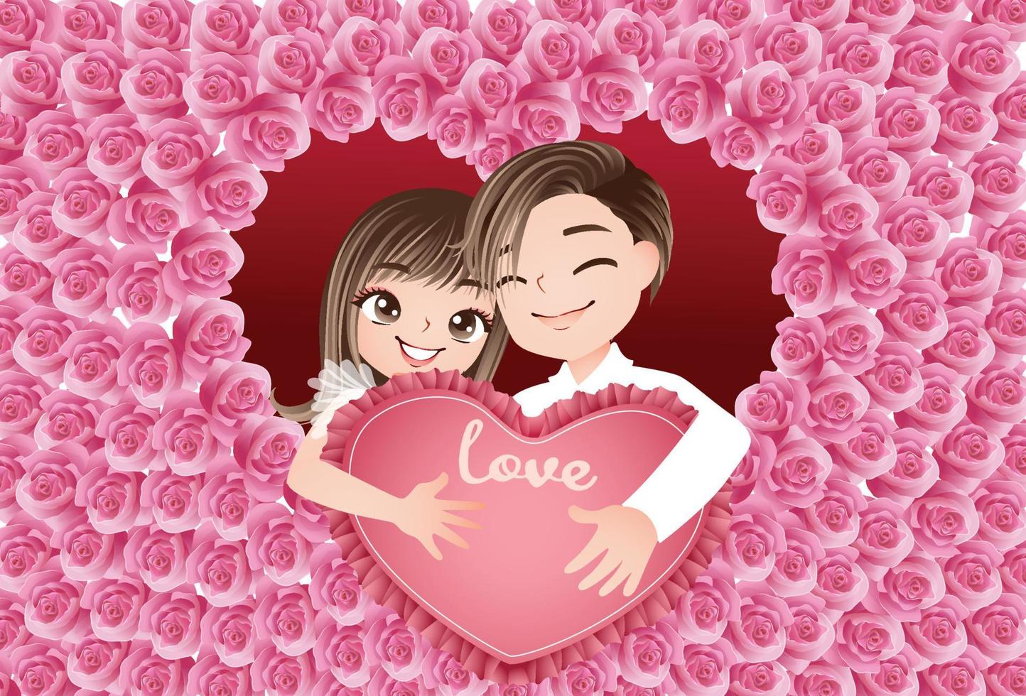 love young couple wedding vector cartoon clipart